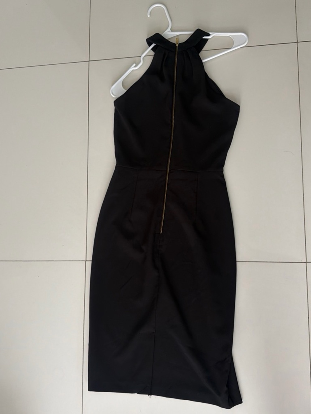 Women’s Black Halter Midi Dress with Back Zip